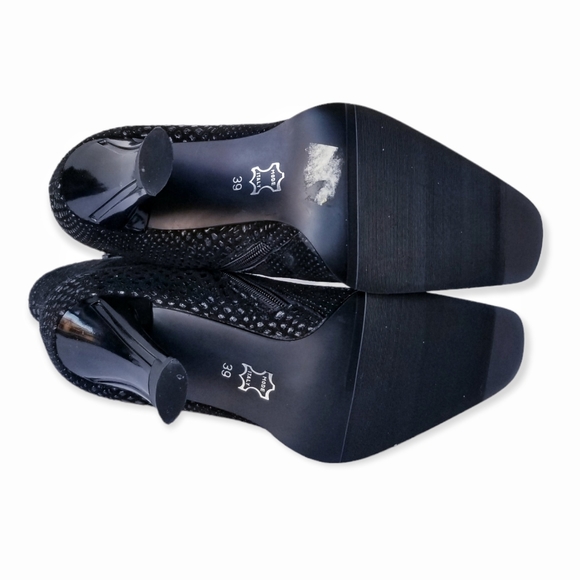 Clotilde Black Textured High Heel Ankle Boots Woman's Size 8.5 - Picture 9 of 9